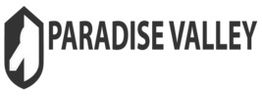 Logo with horse silhouette and text "PARADISE VALLEY" in bold, all caps.