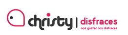 Logo de Christy Disfraces con lema "nos gustan los disfraces" en color negro y rosa.