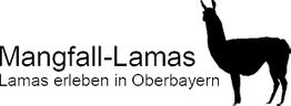 Schwarze Silhouette eines Lamas mit Text: "Mangfall-Lamas, Lamas erleben in Oberbayern"
