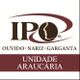 Logotipo do IPO com texto "Ouvido, Nariz, Garganta" e "Unidade Araucária" em fundo marrom.