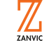 Logotipo de Zanvic con una "Z" grande en naranja sobre fondo blanco.