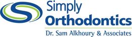 Logo of Simply Orthodontics with a stylized "S" and text for Dr. Sam Alkhoury & Associates.