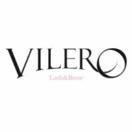 "Vilero Lash & Brow logo with elegant font and lash motif."