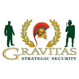 Logo van Gravitas met een helm, laurierbladeren en silhouetten van een zakenman en een krijger.