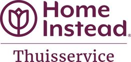 Logo van Home Instead Thuisservice met een gestileerde bloem in paars.
