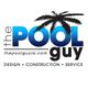 "The Pool Guy" logo with a palm tree, tagline: Design, Construction, Service, website: thepoolguyla.com.