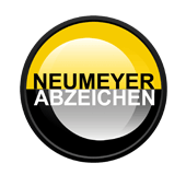 Gelbes und schwarzes rundes Logo mit der Aufschrift "NEUMEYER ABZEICHEN".