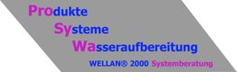 Grauer Hintergrund mit Text: "Produkte Systeme Wasseraufbereitung WELLAN® 2000 Systemberatung".