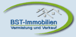 Logo von BST-Immobilien mit Schriftzug "Vermietung und Verkauf", grüner Bogen und Hausdach.