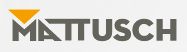 Logo mit dem Schriftzug "MATTUSCH" in Grau und orangem Dreieck über dem "M".