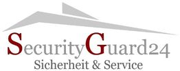 Logo von SecurityGuard24 mit Slogan "Sicherheit & Service" in Rot und Grau.