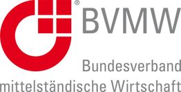 Logo des BVMW: Bundesverband mittelständische Wirtschaft, mit rotem Symbol links.