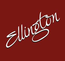 Schriftzug "Ellington" in weiß auf dunkelrotem Hintergrund.