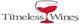 Logo with the words "Timeless Wines" and a red wine glass icon incorporated in the design.