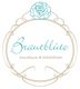 Logo mit Schriftzug "Brautblüte boutique & bibliothek", oben von einer Blume verziert.