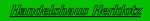 Grüner Hintergrund mit schwarzem Text: "Handelshaus Heidelotz".