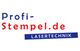 Logo mit Text "Profi-Stempel.de" in Blau und Rot, darunter "LASERTECHNIK" in Blau.