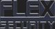 Logo mit dem Text „Flex Security“ in dunklen Buchstaben auf schwarzem Hintergrund.