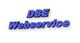 Text „DBE Webservice“ in blauer, schräger Schrift auf weißem Hintergrund.