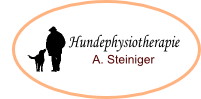 Logo mit der Aufschrift "Hundetherapie A. Steiniger" und Silhouette von Mensch und Hund.