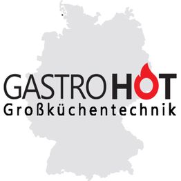 Logo mit deutschem Umriss: Text "Gastrohot Großküchentechnik" in Schwarz und Rot.