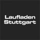 Schwarzer Hintergrund mit weißem Text: „Laufladen Stuttgart“.
