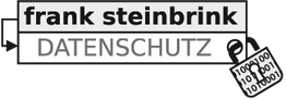Logo mit Text "Frank Steinbrink Datenschutz" und einem Schloss mit Binärcode.
