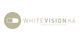Logo von WhiteVision KA, beige Kreis mit modernem Schriftzug auf weißem Hintergrund.
