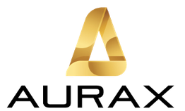 "Goldenes Logo mit stilisiertem 'A' über dem Schriftzug 'AURAX'."