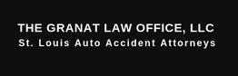 Text: "THE GRANAT LAW OFFICE, LLC - St. Louis Auto Accident Attorneys" on a black background.