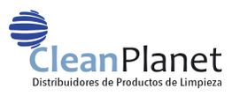 Logo de CleanPlanet, distribuidores de productos de limpieza, con un globo azul estilizado.