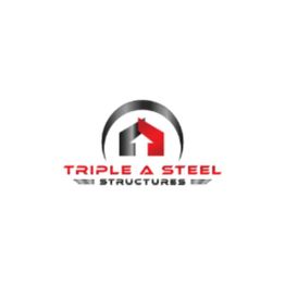 Logo of Triple A Steel Structures with a stylized house and metallic arch design.