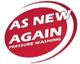 Red logo with text: "As New Again Pressure Washing" in bold white letters.