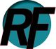 Buchstaben "RF" in Schwarz auf blaugrünem Kreis-Hintergrund.