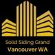 Yellow building logo with text: "Solid Siding Grand Vancouver WA" on a black background.