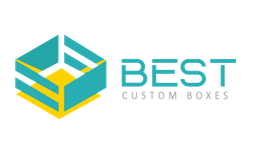 Logo of "Best Custom Boxes" with a teal and yellow open box design.