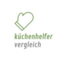 Küchenhelfer-Logo mit grünem Ofenhandschuh und Text "küchenhelfer vergleich".
