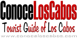 Texto "Conoce Los Cabos, Tourist Guide of Los Cabos", y "www.conoceloscabos.com".