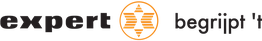 "Logo van Expert met tekst 'Expert begrijpt 't' en oranje cirkel met sterrenmotief."