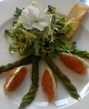 Frühlingssalat mit Tatar vom Alpenlachs & Wasabi Schmand