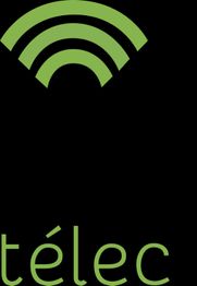 Logo avec symbole Wi-Fi vert et texte "téléec" en dessous sur fond noir.