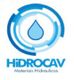 Logotipo azul da Hidrocav com gota d'água ao centro. Texto: "Materiais Hidráulicos".
