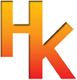 Gradient orange and red letters "HK" on a white background.