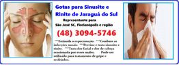 Imagem com informações de contato sobre gotas para sinusite e rinite em Jaraguá do Sul.