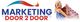"Logo with Marketing Door 2 Door text and a woman holding a U.S. flag."