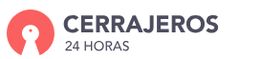 Logo circular rojo con llave y texto "CERRAJEROS 24 HORAS" en letras negras.