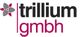 Logo der Trillium GmbH mit grauer Blüte links und Text "trillium gmbh" in Schwarz und Magenta.