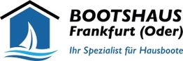 Logo von Bootshaus Frankfurt (Oder), Spezialist für Hausboote, mit stilisiertem Haus und Boot.