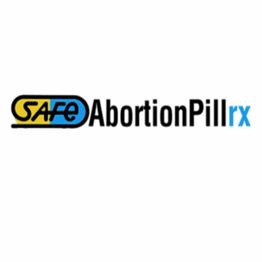 Logo with "Safe Abortion Pill Rx" text in blue, black, and yellow on a white background.