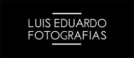 Texto branco em fundo preto: "Luis Eduardo Fotografias", com linhas horizontais acima e abaixo.